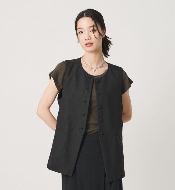 BEAUTY&YOUTH UNITED ARROWS「セルロースナイロンオックス クルーネック ベスト」|ベスト・ジレ|BLACK
