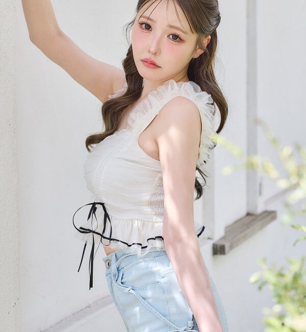  「【SMサイズ展開あり】サイドスリットリボン美脚デニムパンツ」|その他|