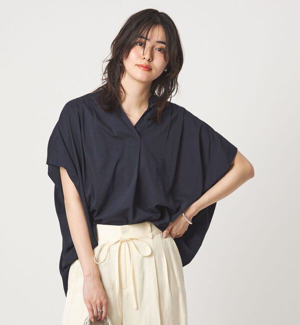 UNITED ARROWS green label relaxing「［size SHORTあり］ショルダー タック スキッパー ブラウス」|シャツ・ブラウス|NAVY