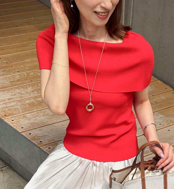 NOLLEY'S sophi「《手洗い可能》マルチファンクションマチ付きオフショルプルオーバー」|ニット・セーター|レッド