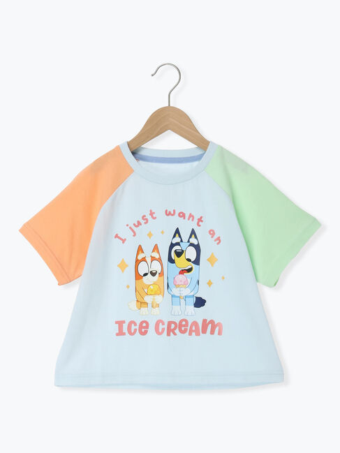 Samansa Mos2 Lagom「【ブルーイ】配色ラグランプリントTシャツ」|Tシャツ・カットソー|