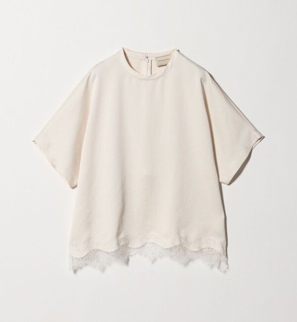 UNITED ARROWS「サテン レース コンビ ブラウス」|シャツ・ブラウス|