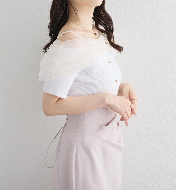  「リボンチュールオフショルニット」|ニット・セーター|