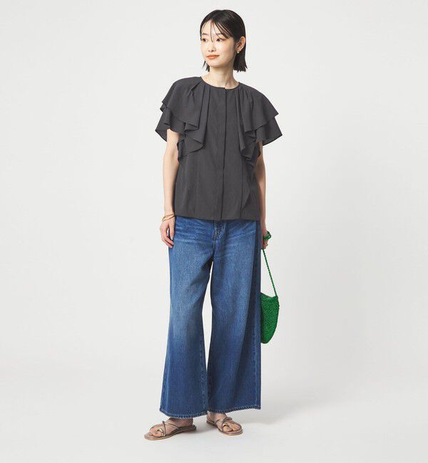 UNITED ARROWS green label relaxing「Breeze Cool  ラッフル ブラウス マシンウォッシャブル 吸水速乾 通気性 UVカット」|シャツ・ブラウス|