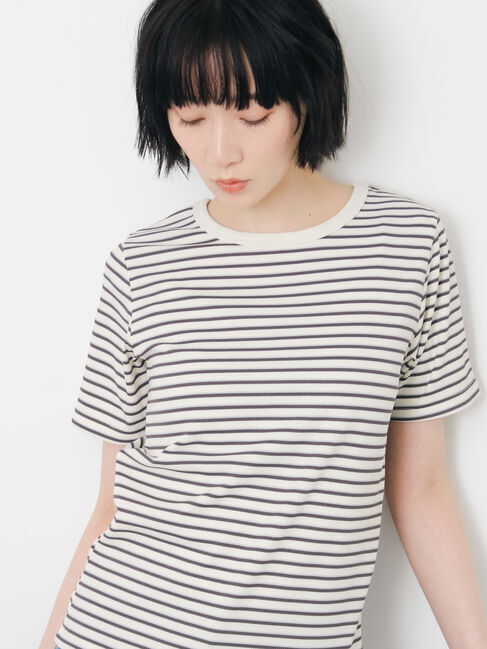 Samansa Mos2「【接触冷感】柄アソート半袖リブカットソー」|Tシャツ・カットソー|