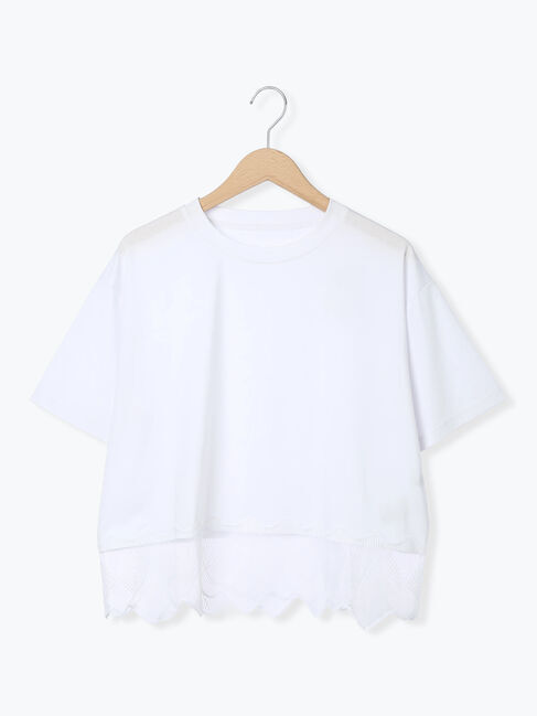 Samansa Mos2「スカラップレースTシャツ」|Tシャツ・カットソー|ホワイト