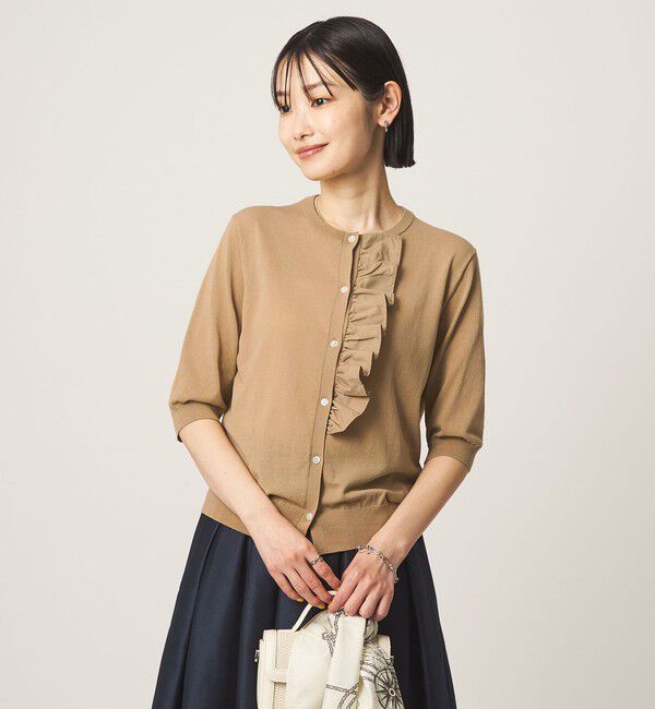 UNITED ARROWS green label relaxing「フリル ショートスリーブ ニット カーディガン」|カーディガン|BEIGE