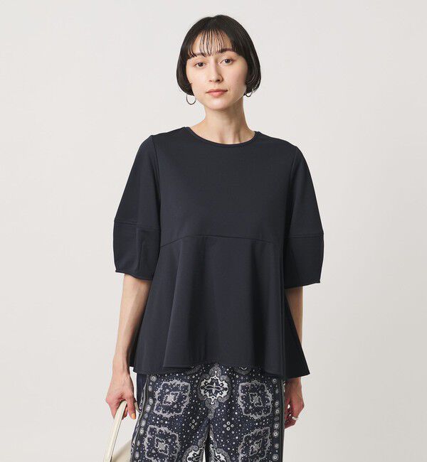 UNITED ARROWS「ポンチ ペプラム ショートスリーブ カットソー」|Tシャツ・カットソー|NAVY
