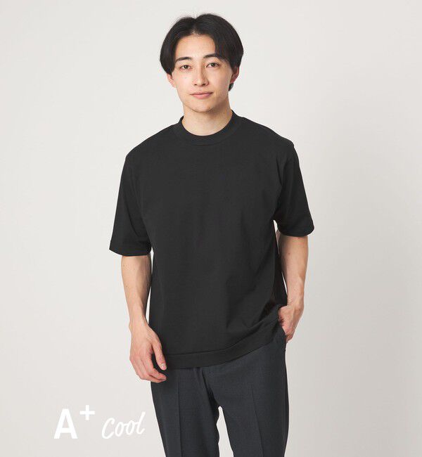 UNITED ARROWS green label relaxing「A+ COOL ビズ クルーネック カットソー Tシャツ -接触冷感・吸水速乾-」|Tシャツ・カットソー|BLACK