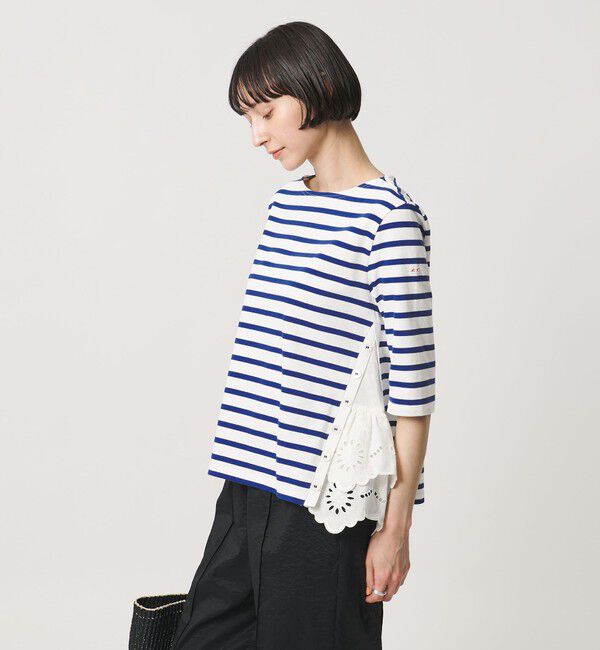 UNITED ARROWS「【別注】＜MUVEIL＞６分袖 レース ボーダー カットソー ‐united LOVE project 2026」|Tシャツ・カットソー|WHITE