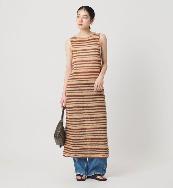 BEAUTY&YOUTH UNITED ARROWS「コットン メッシュ ボーダーワンピース」|ワンピース|DK.BROWN