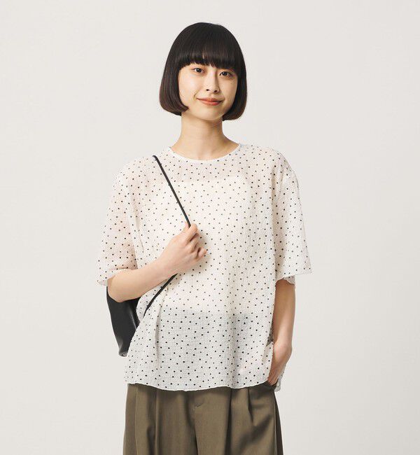 BEAUTY&YOUTH UNITED ARROWS「ドットシアー ショートスリーブ ブラウス ウォッシャブル」|シャツ・ブラウス|WHITE