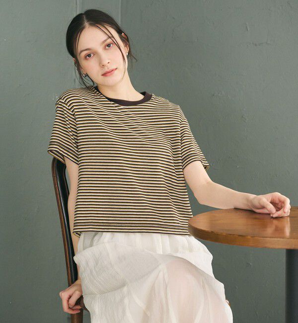 BEAUTY&YOUTH UNITED ARROWS「コットン パイルボーダー ショートスリーブ Tシャツ」|Tシャツ・カットソー|