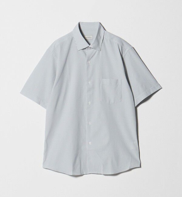 UNITED ARROWS green label relaxing「ポリエステル ラッカン ストライプ スタンダード スナップ ボタンダウン 半袖 シャツ -ストレッチ・イージ」|シャツ・ブラウス|LT.GRAY