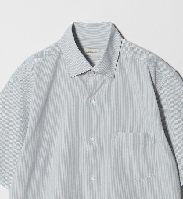 UNITED ARROWS green label relaxing「ポリエステル ラッカン ストライプ スタンダード スナップ ボタンダウン 半袖 シャツ -ストレッチ・イージ」|シャツ・ブラウス|