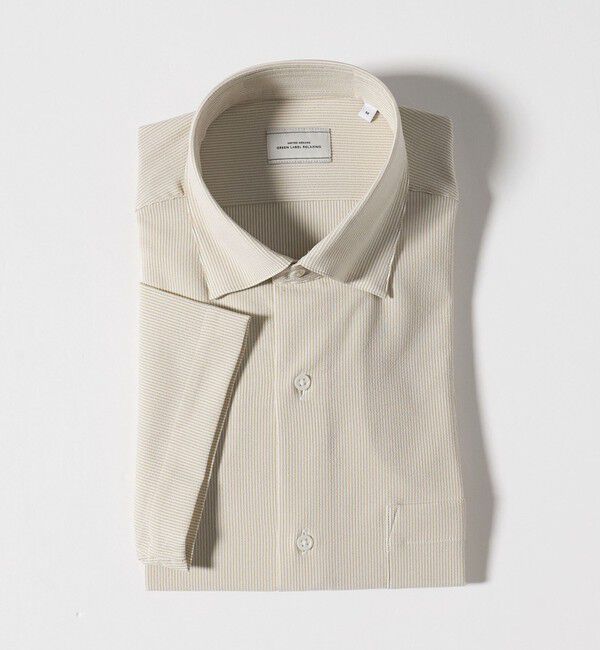 UNITED ARROWS green label relaxing「ポリエステル ラッカン ストライプ スタンダード スナップ ボタンダウン 半袖 シャツ -ストレッチ・イージ」|シャツ・ブラウス|