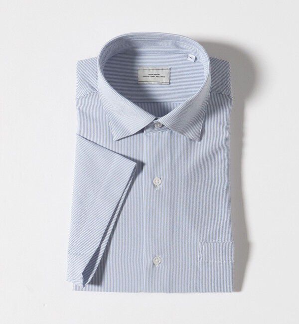 UNITED ARROWS green label relaxing「ポリエステル ラッカン ストライプ スタンダード スナップ ボタンダウン 半袖 シャツ -ストレッチ・イージ」|シャツ・ブラウス|