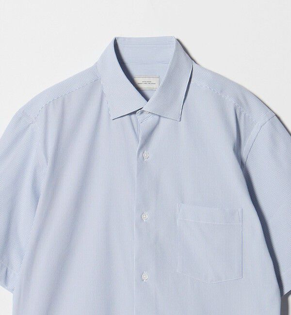 UNITED ARROWS green label relaxing「ポリエステル ラッカン ストライプ スタンダード スナップ ボタンダウン 半袖 シャツ -ストレッチ・イージ」|シャツ・ブラウス|