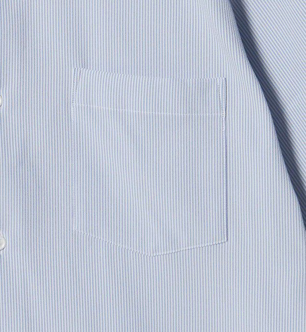 UNITED ARROWS green label relaxing「ポリエステル ラッカン ストライプ スタンダード スナップ ボタンダウン 半袖 シャツ -ストレッチ・イージ」|シャツ・ブラウス|