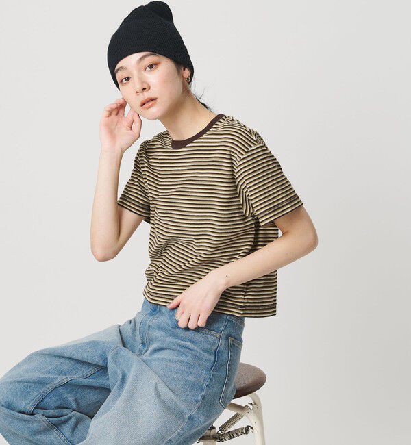 BEAUTY&YOUTH UNITED ARROWS「コットン パイルボーダー ショートスリーブ Tシャツ」|Tシャツ・カットソー|