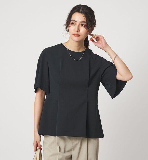 UNITED ARROWS green label relaxing「［size SHORTあり］サラフール タック ブラウス ストレッチ 接触冷感 UVカット」|シャツ・ブラウス|NAVY