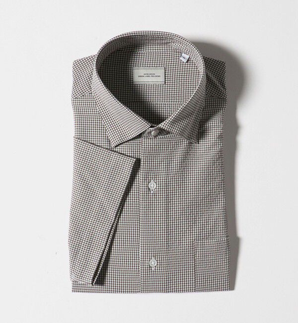 UNITED ARROWS green label relaxing「ポリエステル ラッカン ギンガムチェック スタンダード スナップ ボタンダウン 半袖 シャツ -ストレッチ・」|シャツ・ブラウス|