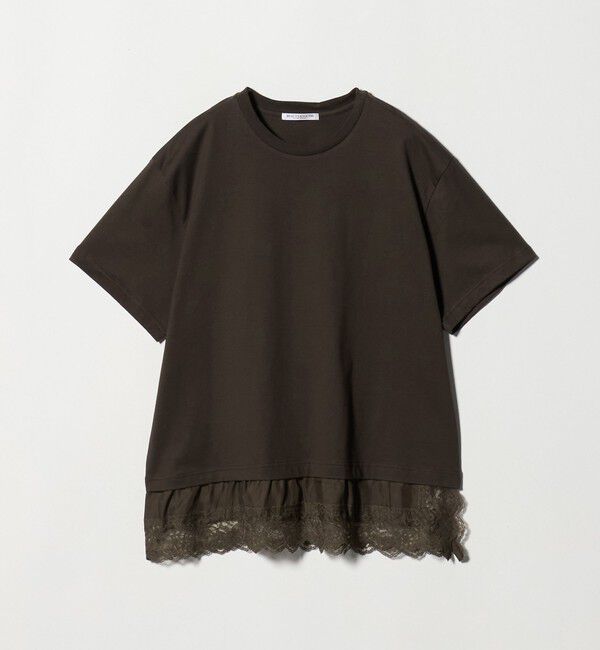 BEAUTY&YOUTH UNITED ARROWS「レースドッキング ショートスリーブ Tシャツ」|Tシャツ・カットソー|DK.BROWN