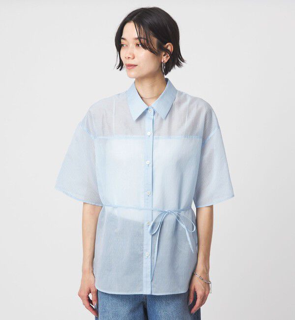 UNITED ARROWS green label relaxing「【結論シリーズ】リボンハイウエストシャツ［size SHORTあり］」|シャツ・ブラウス|