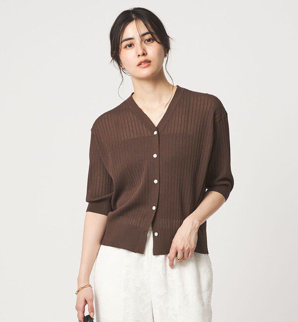UNITED ARROWS green label relaxing「ブライトシアー Vネック ニット カーディガン」|カーディガン|DK.BROWN