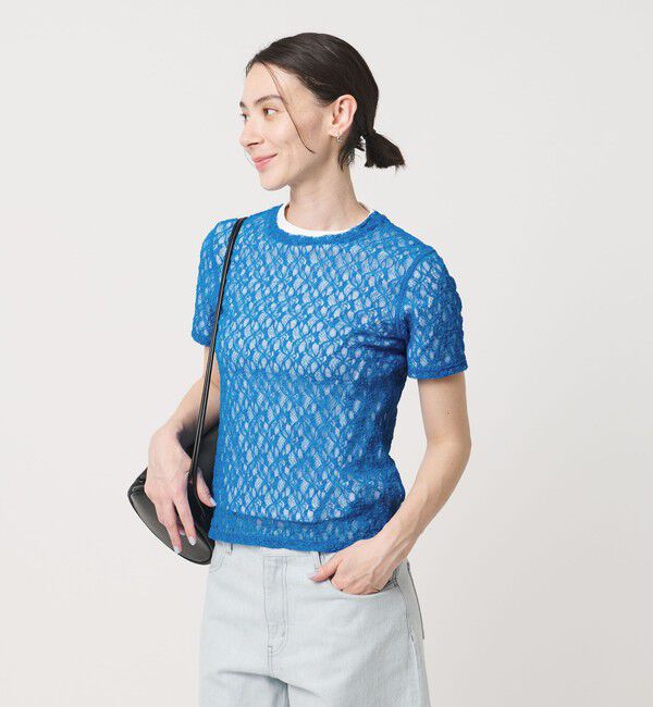 BEAUTY&YOUTH UNITED ARROWS「フラワーレース ショートスリーブ プルオーバー」|Tシャツ・カットソー|COBALT