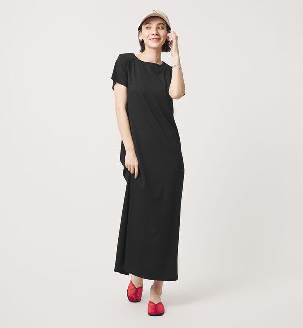 BEAUTY&YOUTH UNITED ARROWS「【WEB限定】リブショートスリーブ カットソーワンピース」|ワンピース|BLACK