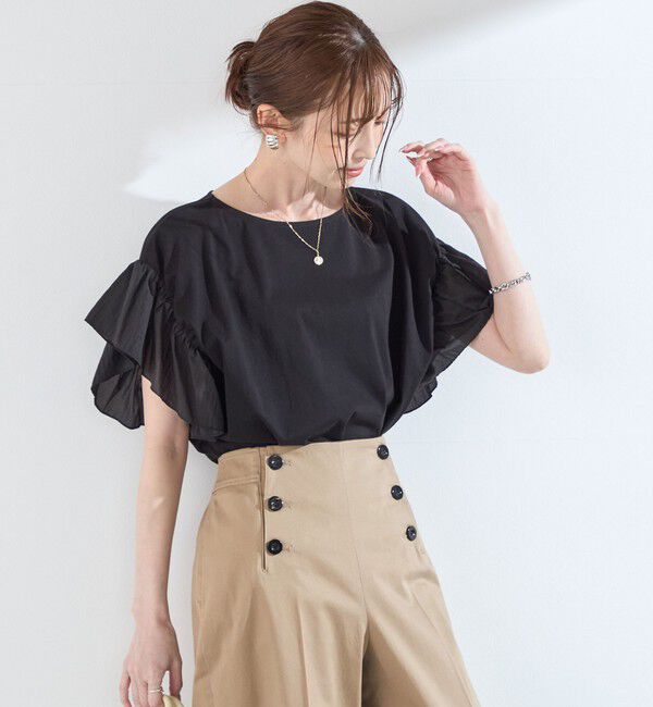 SHIPS Colors 「【WEB限定】SHIPS Colors:〈手洗い可能〉シルケット 天竺 オーバー トップス◇」|Tシャツ・カットソー|ブラック