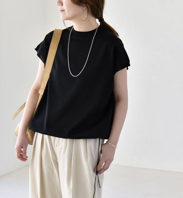 quaranciel「《予約》quaranciel:〈手洗い可能〉ドロスト フレンチスリーブ シアー ニット プルオーバー」|ニット・セーター|
