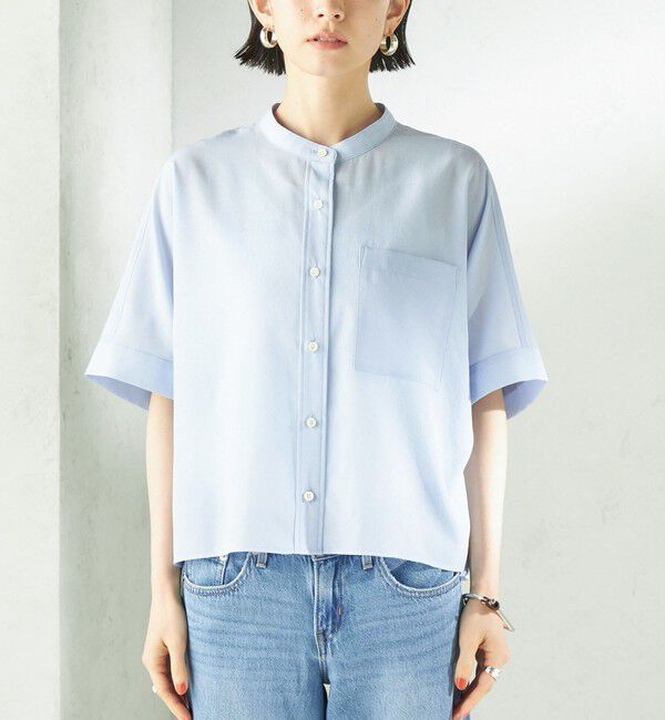 SHIPS for women「《予約》〈接触冷感/洗濯機可能〉SUUSUU バンドカラー 半袖 シャツ」|シャツ・ブラウス|