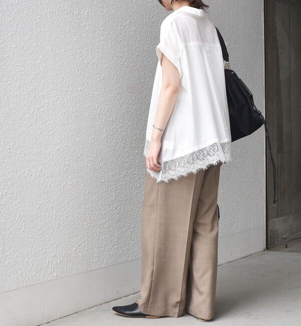 SHIPS Colors 「SHIPS Colors:〈手洗い可能〉ヘム レース スキッパー ブラウス◇」|シャツ・ブラウス|