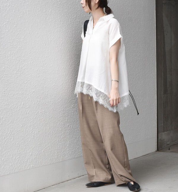 SHIPS Colors 「SHIPS Colors:〈手洗い可能〉ヘム レース スキッパー ブラウス◇」|シャツ・ブラウス|