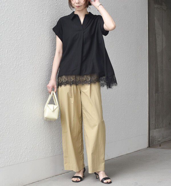 SHIPS Colors 「SHIPS Colors:〈手洗い可能〉ヘム レース スキッパー ブラウス◇」|シャツ・ブラウス|