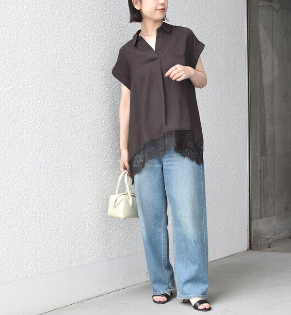 SHIPS Colors 「SHIPS Colors:〈手洗い可能〉ヘム レース スキッパー ブラウス◇」|シャツ・ブラウス|
