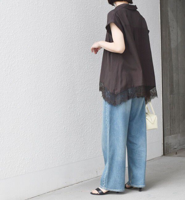 SHIPS Colors 「SHIPS Colors:〈手洗い可能〉ヘム レース スキッパー ブラウス◇」|シャツ・ブラウス|