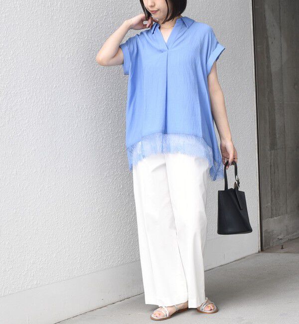 SHIPS Colors 「SHIPS Colors:〈手洗い可能〉ヘム レース スキッパー ブラウス◇」|シャツ・ブラウス|