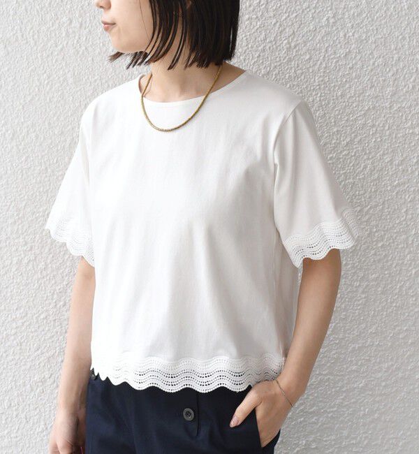 SHIPS Colors 「《予約》SHIPS Colors:〈洗濯機可能〉リンク レース コンビ TEE◆」|Tシャツ・カットソー|