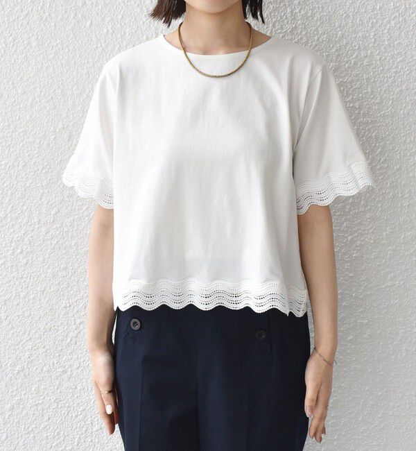 SHIPS Colors 「《予約》SHIPS Colors:〈洗濯機可能〉リンク レース コンビ TEE◆」|Tシャツ・カットソー|