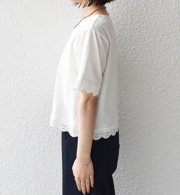 SHIPS Colors 「《予約》SHIPS Colors:〈洗濯機可能〉リンク レース コンビ TEE◆」|Tシャツ・カットソー|