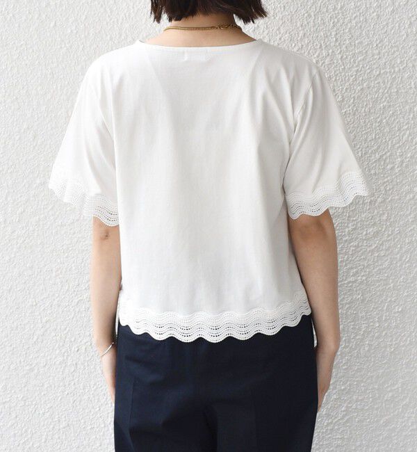 SHIPS Colors 「《予約》SHIPS Colors:〈洗濯機可能〉リンク レース コンビ TEE◆」|Tシャツ・カットソー|