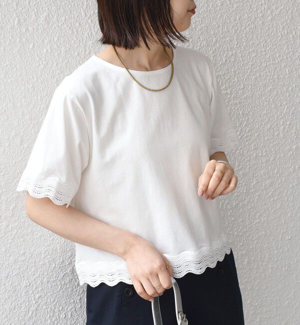 SHIPS Colors 「《予約》SHIPS Colors:〈洗濯機可能〉リンク レース コンビ TEE◆」|Tシャツ・カットソー|
