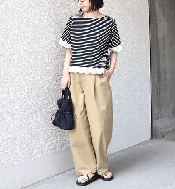 SHIPS Colors 「《予約》SHIPS Colors:〈洗濯機可能〉リンク レース コンビ TEE◆」|Tシャツ・カットソー|