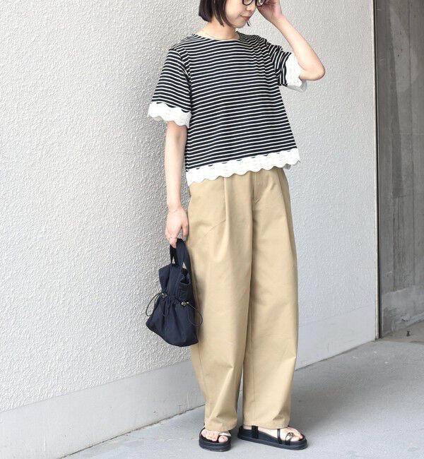 SHIPS Colors 「《予約》SHIPS Colors:〈洗濯機可能〉リンク レース コンビ TEE◆」|Tシャツ・カットソー|