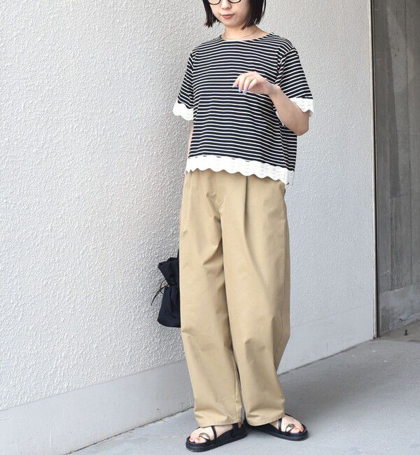 SHIPS Colors 「《予約》SHIPS Colors:〈洗濯機可能〉リンク レース コンビ TEE◆」|Tシャツ・カットソー|
