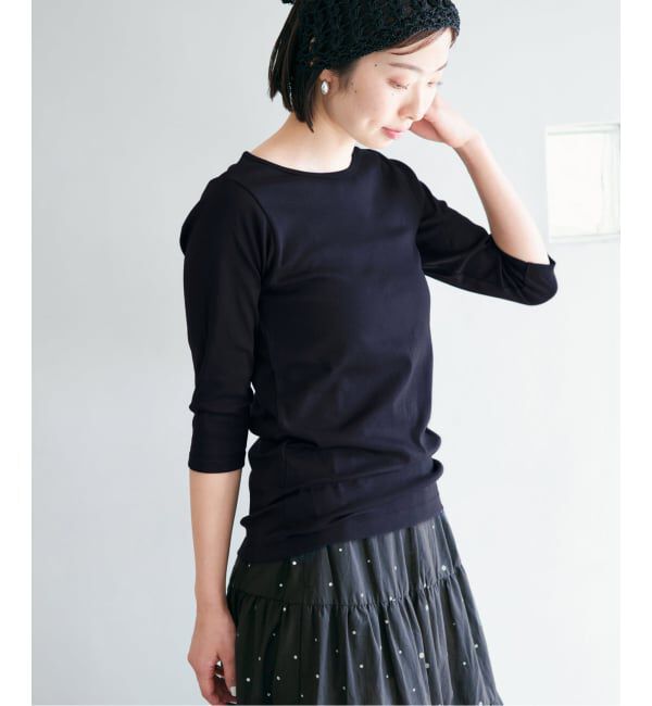 IENA「《追加2》ATON/エイトン 別注 SUVIN FRAISE ボートネック Tシャツ」|Tシャツ・カットソー|