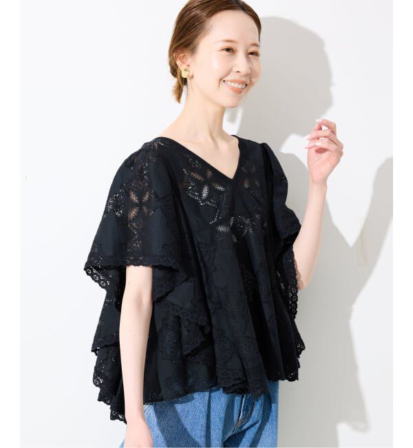 SLOBE IENA「《追加》レースフリルVネックブラウス」|シャツ・ブラウス|